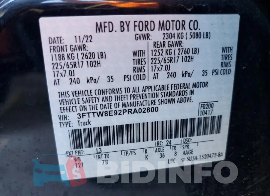 3FTTW8E92PRA02800 Photo# 12