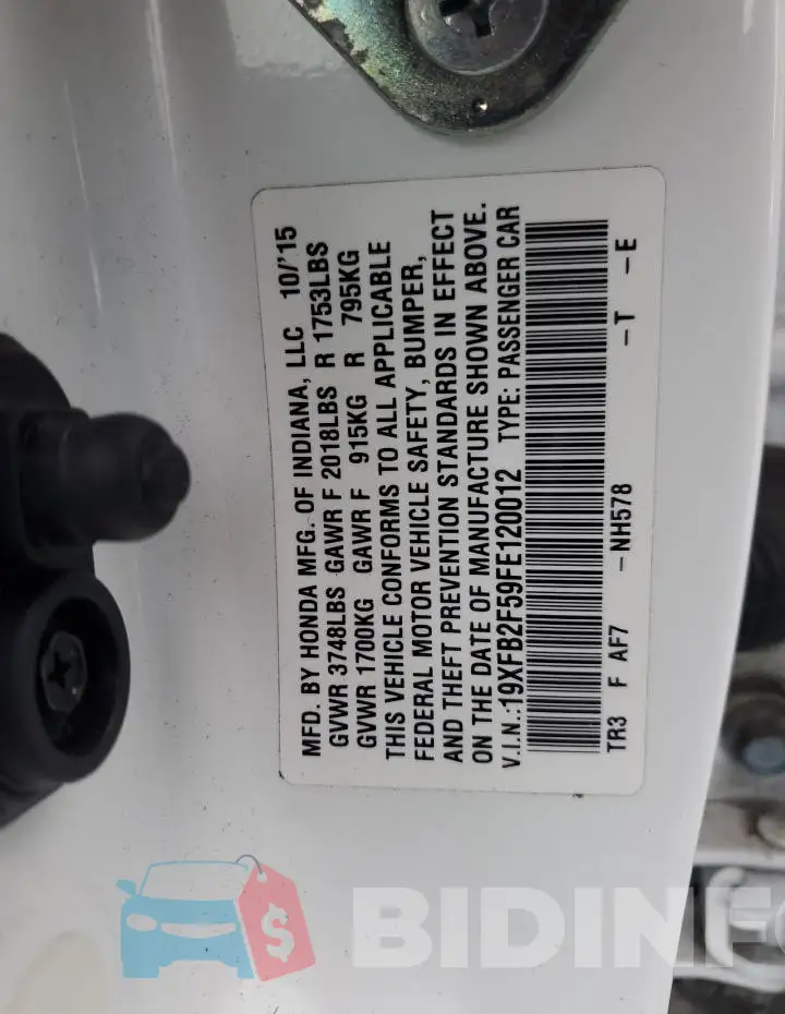 19XFB2F59FE120012 Photo# 12