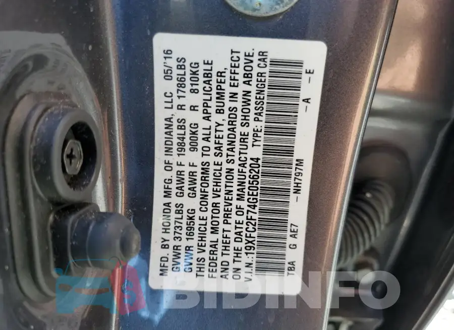 19XFC2F74GE056204 Photo# 12