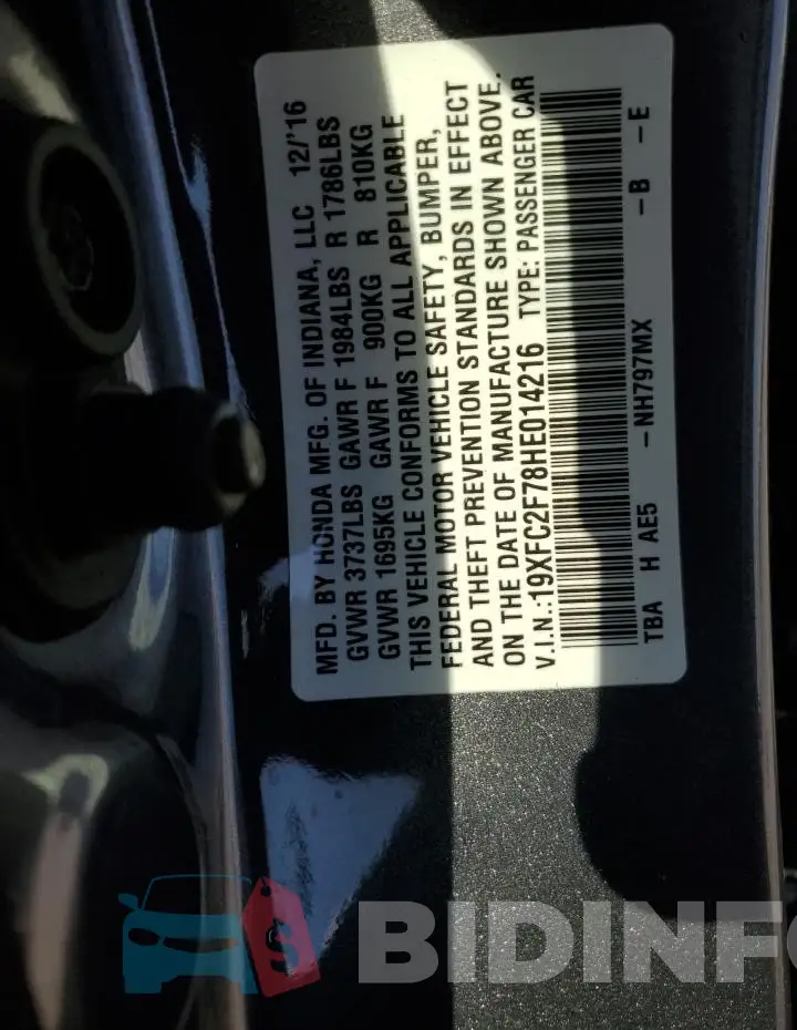 19XFC2F78HE014216 Photo# 12