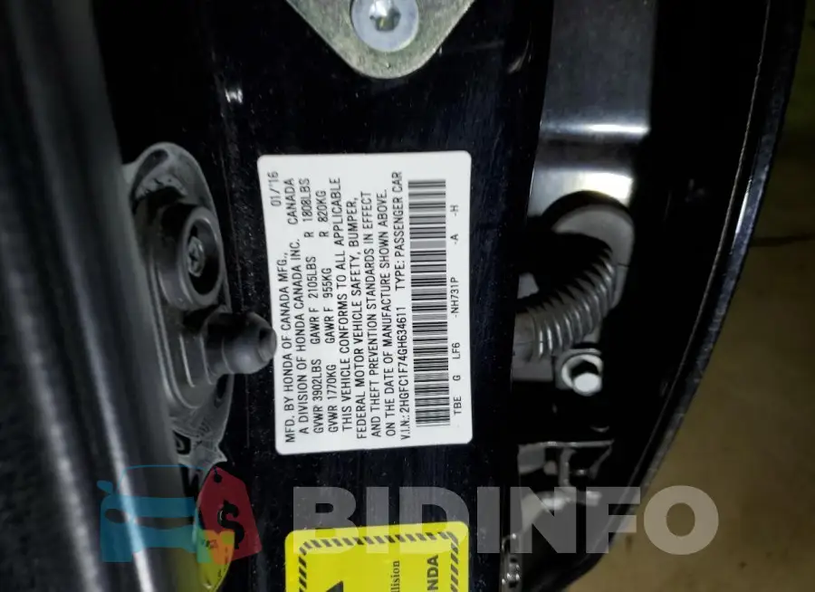 2HGFC1F74GH634611 Photo# 13