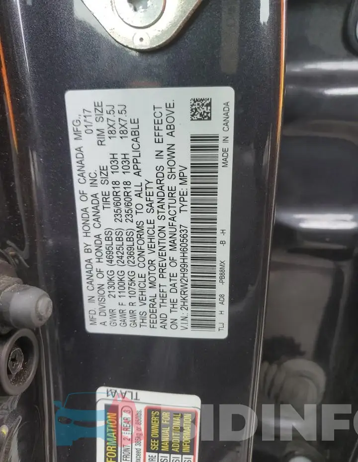 2HKRW2H99HH605637 Photo# 12