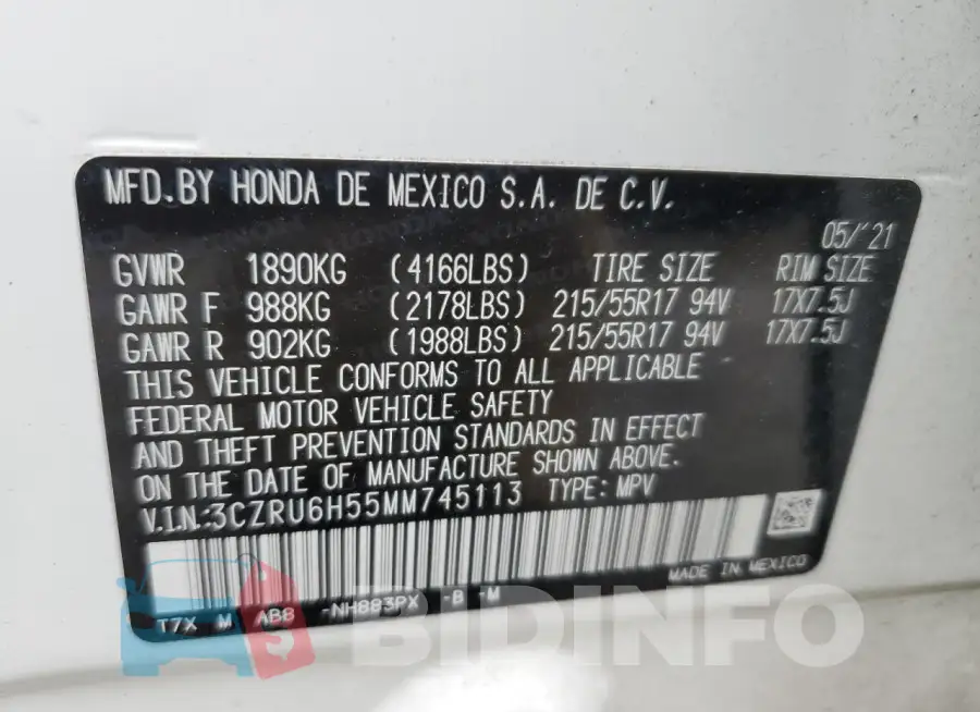 3CZRU6H55MM745113 Photo# 13