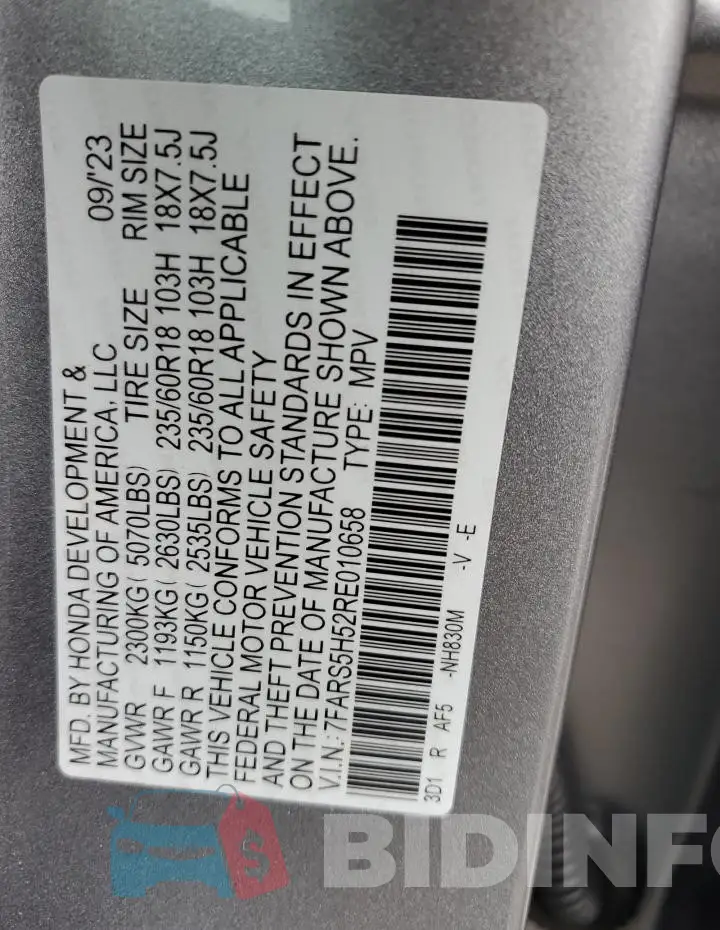 7FARS5H52RE010658 Photo# 13