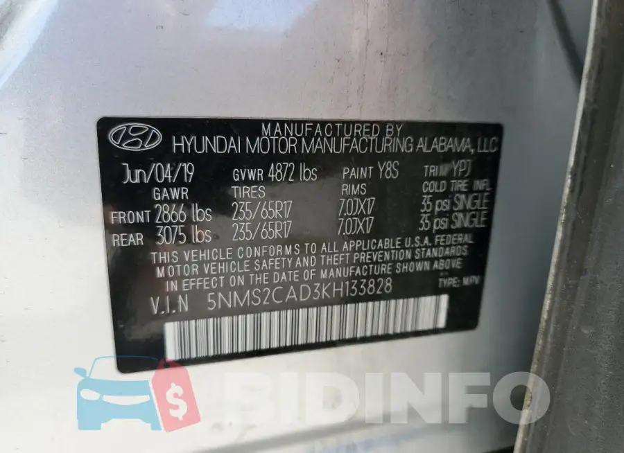 5NMS2CAD3KH133828 Photo# 13