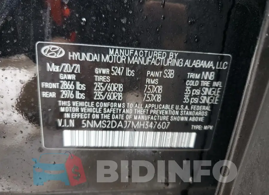 5NMS2DAJ7MH347607 Photo# 12