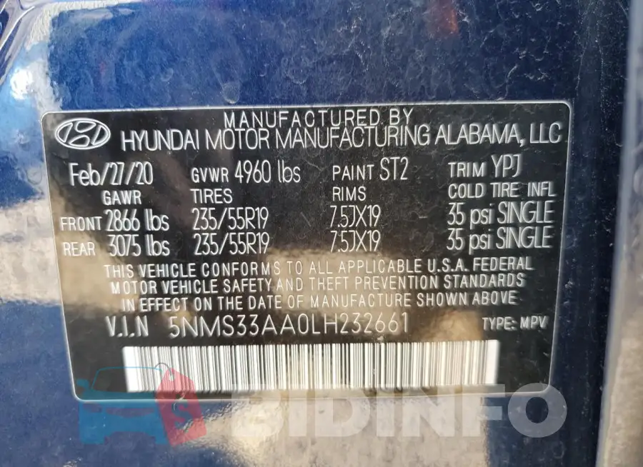 5NMS33AA0LH232661 Photo# 13