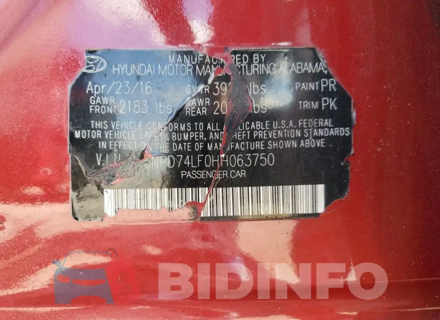 5NPD74LF0HH063750 Photo# 12