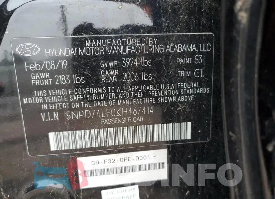 5NPD74LF0KH467414 Photo# 12