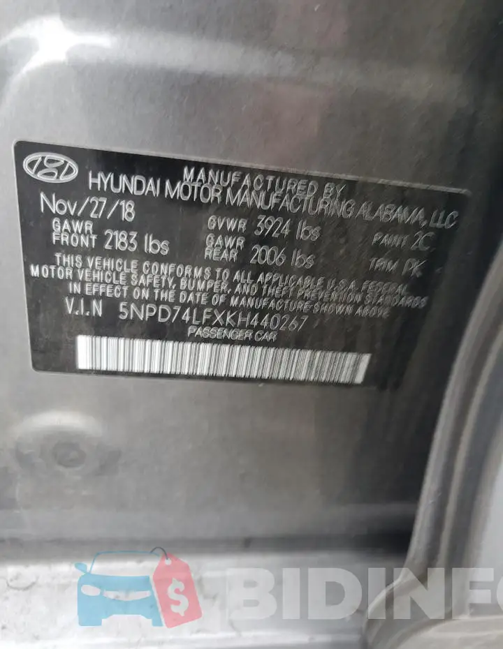 5NPD74LFXKH440267 Photo# 12