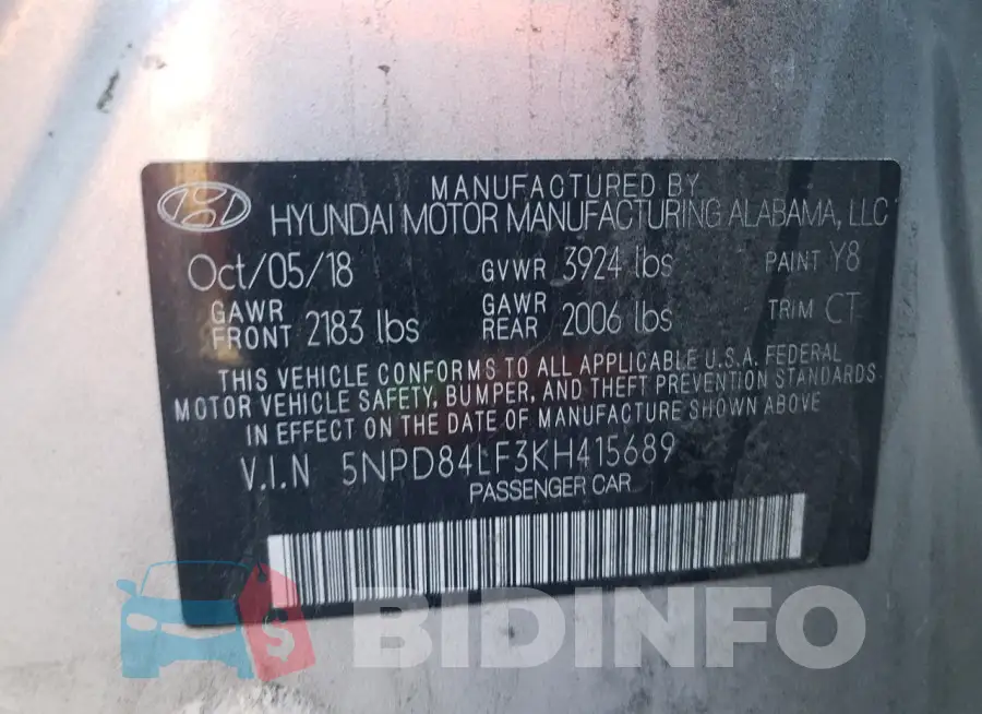 5NPD84LF3KH415689 Photo# 12