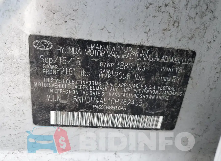 5NPDH4AE1GH762455 Photo# 12