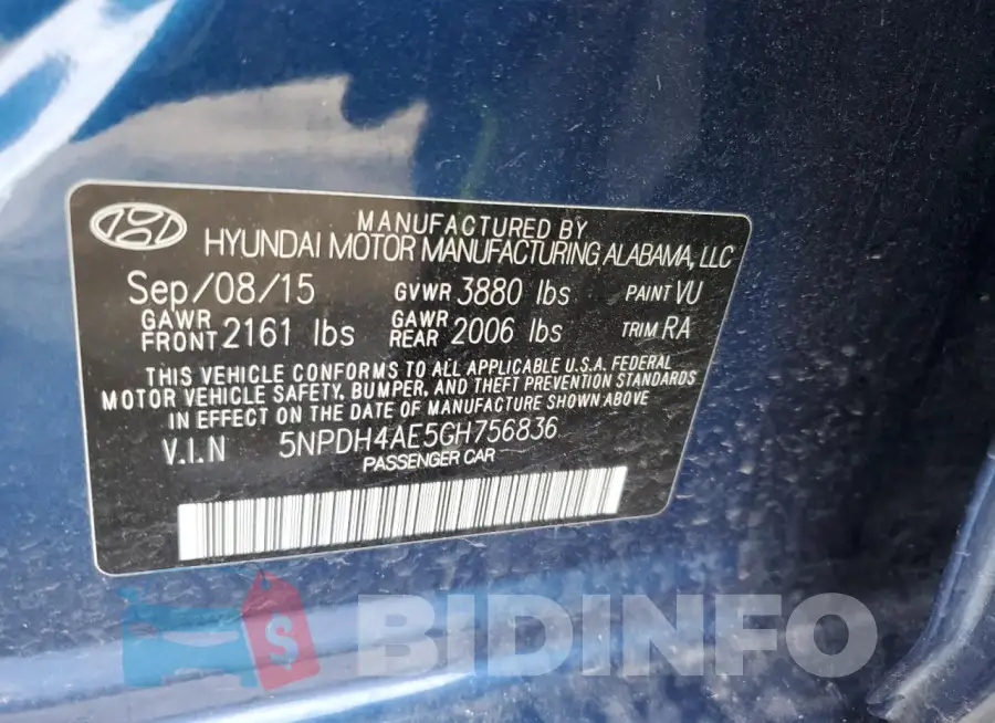 5NPDH4AE5GH756836 Photo# 12