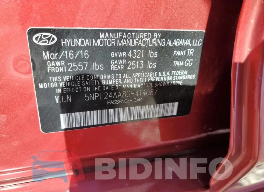 5NPE24AA8GH414087 Photo# 12