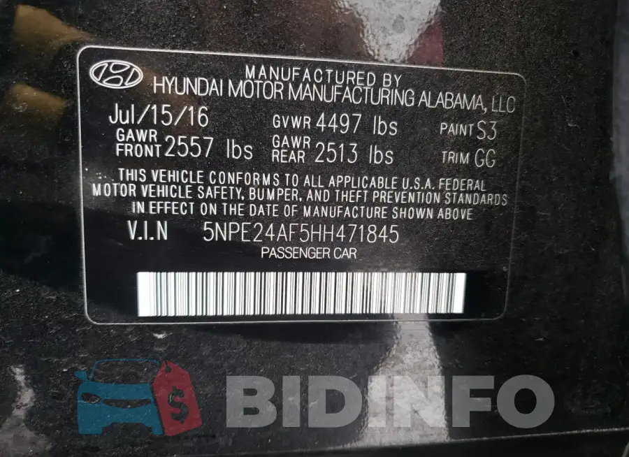 5NPE24AF5HH471845 Photo# 12