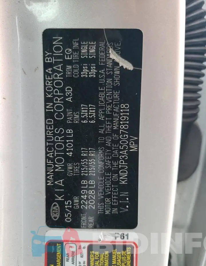 KNDJP3A50G7819118 Photo# 12
