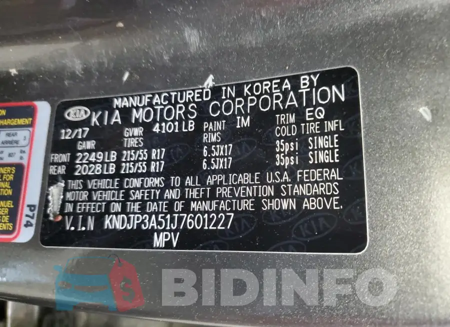 KNDJP3A51J7601227 Photo# 12