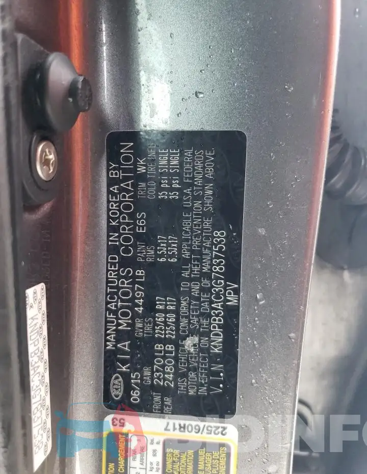 KNDPB3AC3G7837538 Photo# 13