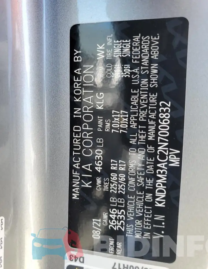 KNDPM3AC2N7006832 Photo# 13