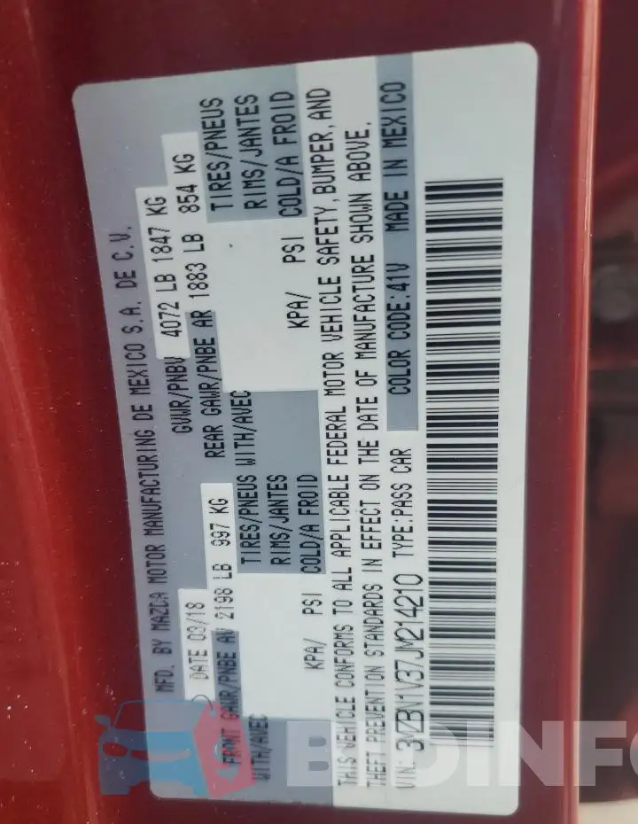 3MZBN1V37JM214210 Photo# 12