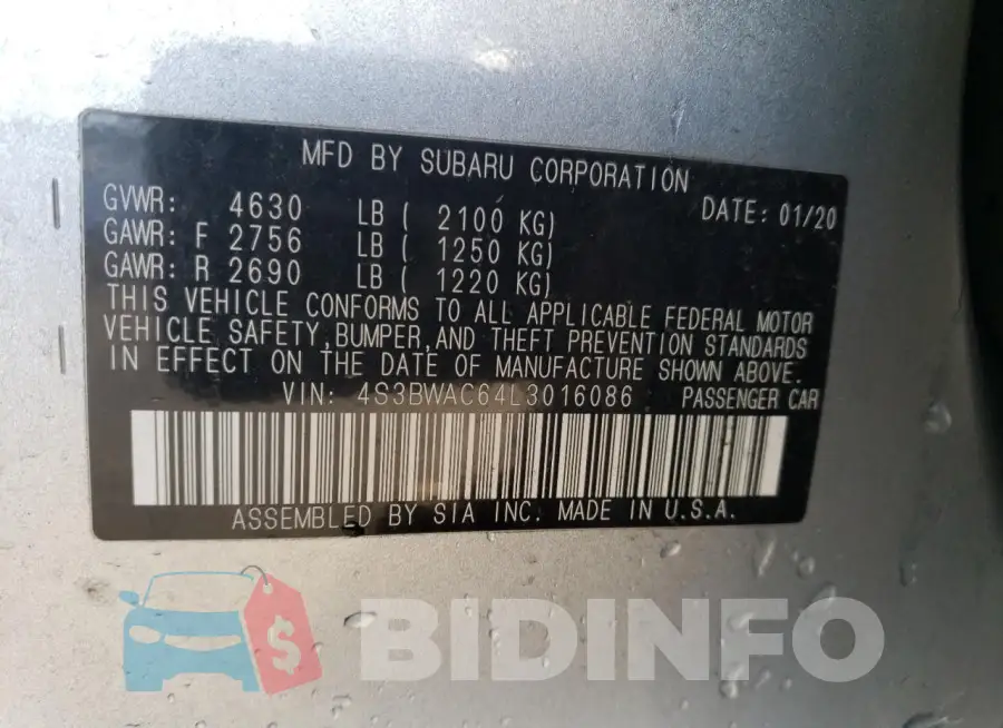 4S3BWAC64L3016086 Photo# 12