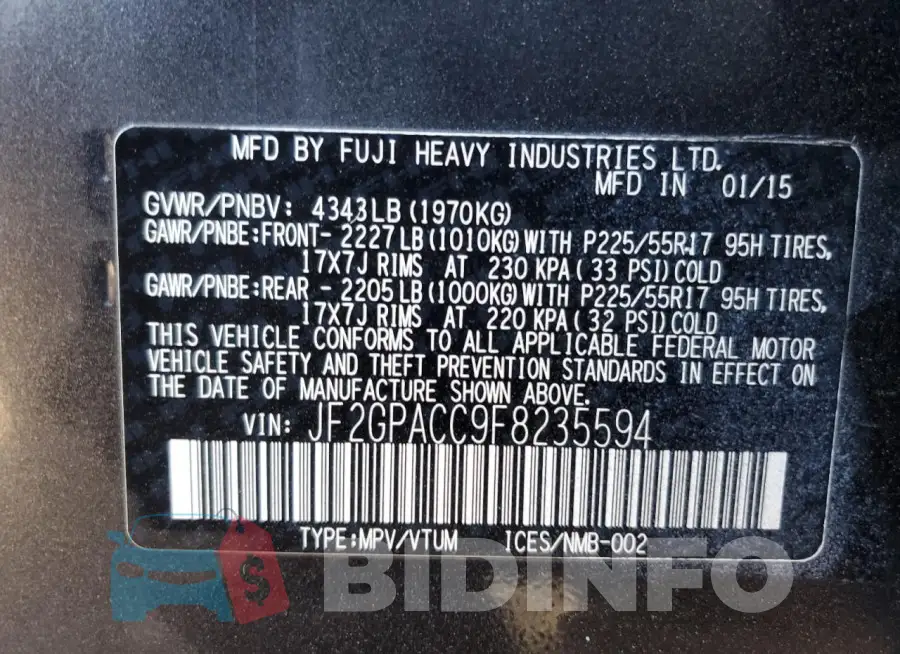 JF2GPACC9F8235594 Photo# 12