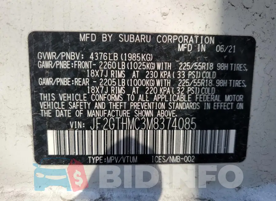 JF2GTHMC3M8374085 Photo# 13