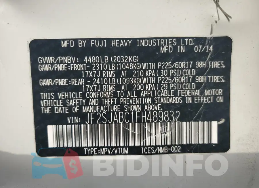 JF2SJABC1FH489832 Photo# 12