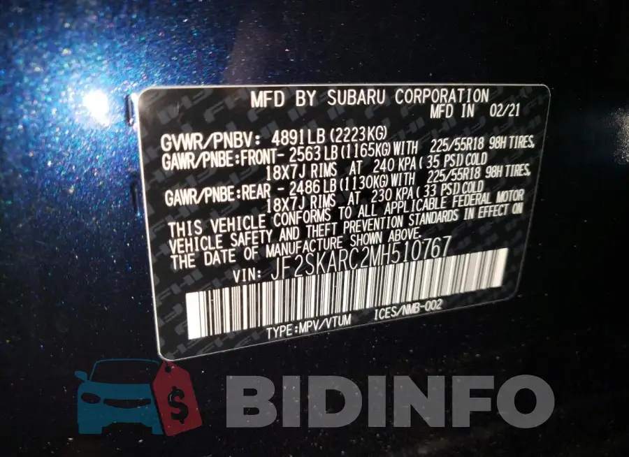 JF2SKARC2MH510767 Photo# 12