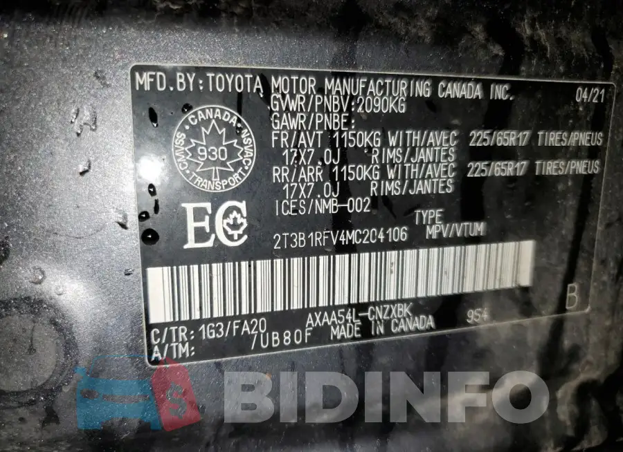 2T3B1RFV4MC204106 Photo# 13