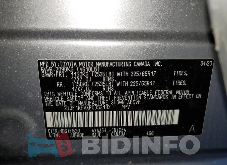 2T3F1RFVXPC353187 Photo# 14