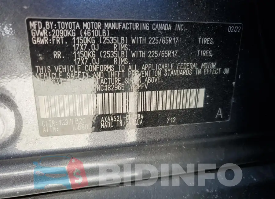 2T3H1RFV1NC182965 Photo# 13