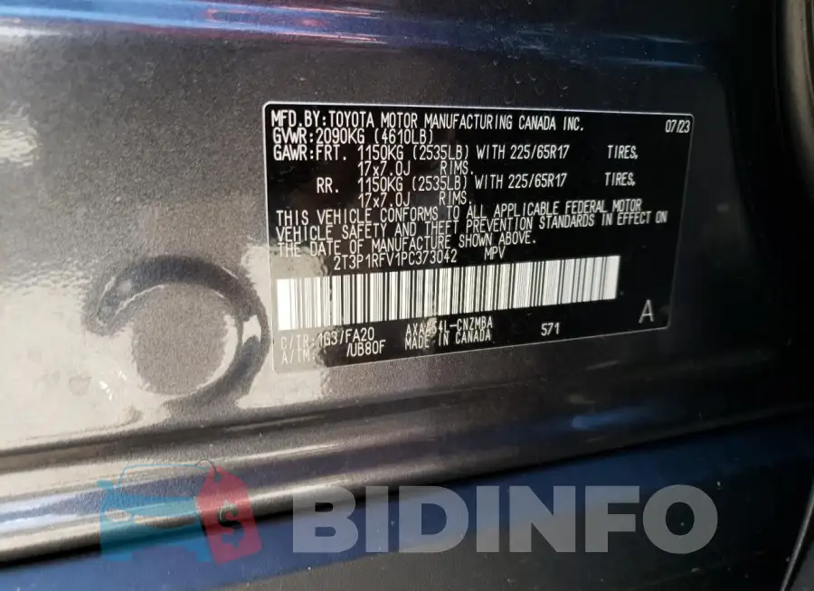 2T3P1RFV1PC373042 Photo# 13