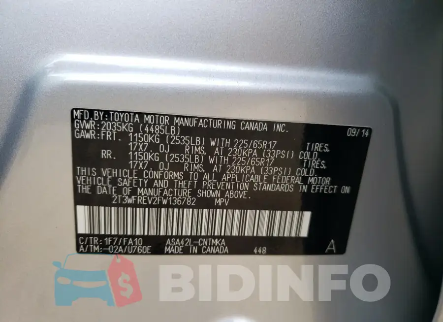 2T3WFREV2FW136782 Photo# 13