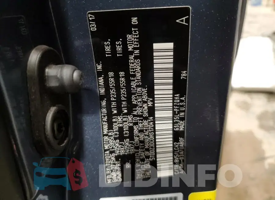 5TDDZ3DC0HS170414 Photo# 14