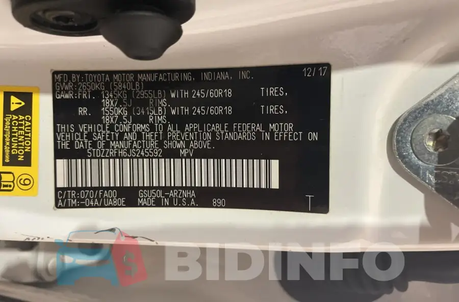 5TDZZRFH6JS245592 Photo# 10