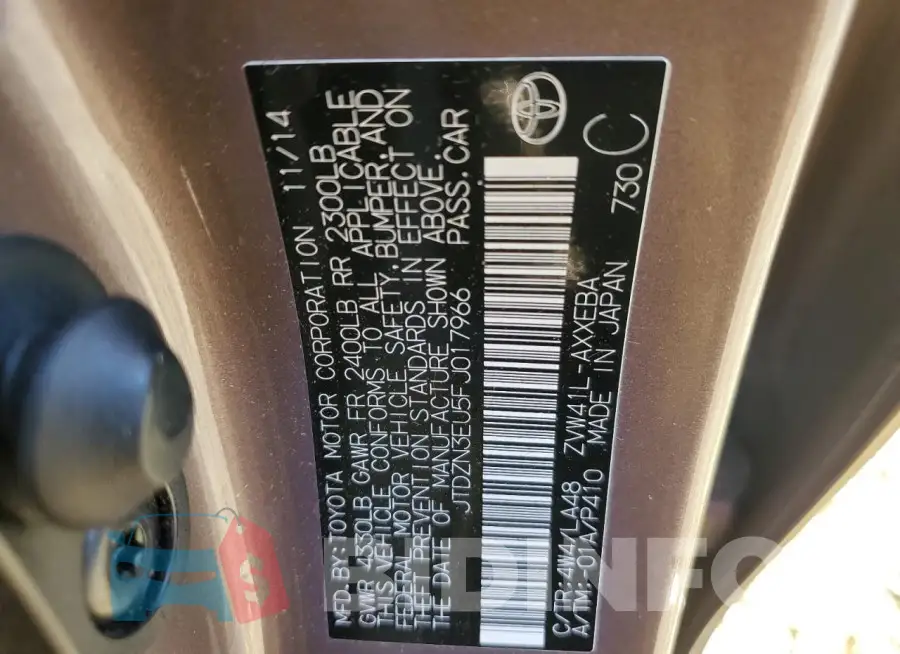 JTDZN3EU5FJ017966 Photo# 12