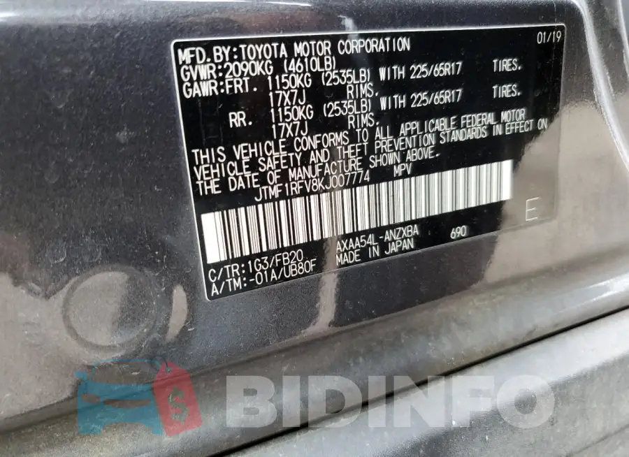 JTMF1RFV8KJ007774 Photo# 14