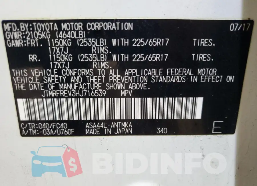 JTMRFREV3HJ716539 Photo# 13
