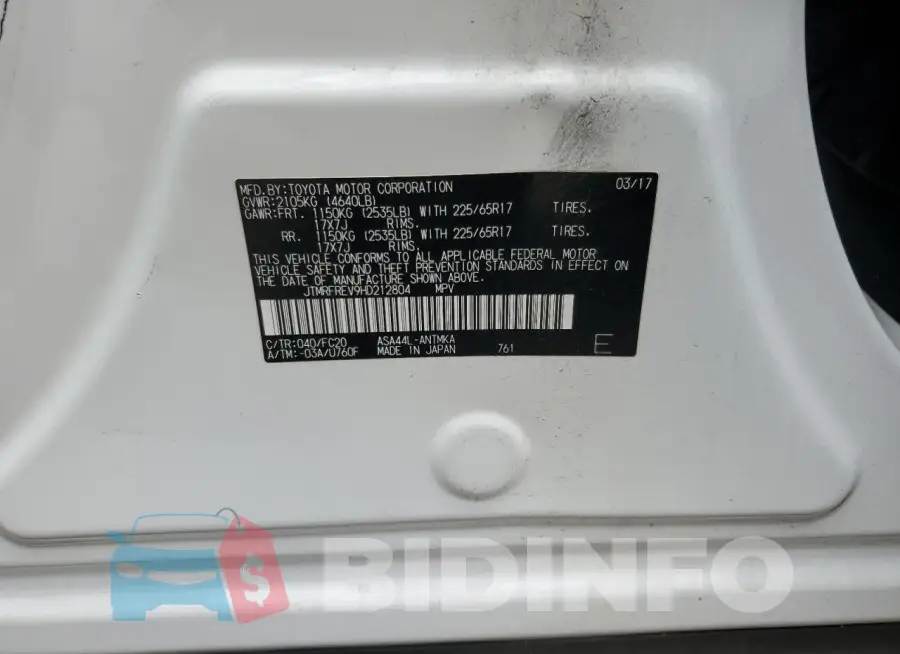 JTMRFREV9HD212804 Photo# 13