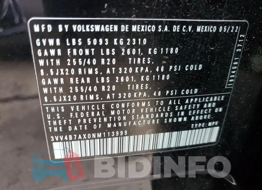 3VV4B7AX0NM113999 Photo# 13