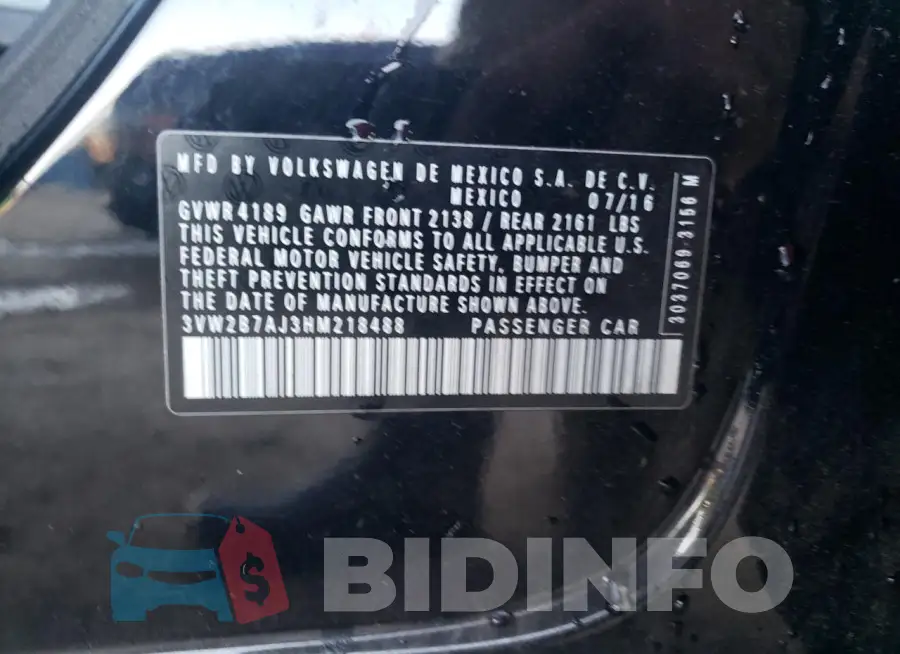 3VW2B7AJ3HM218488 Photo# 12