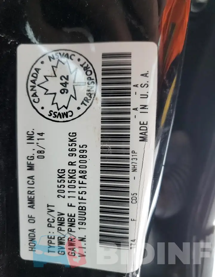 19UUB1F51FA800895 Photo# 13