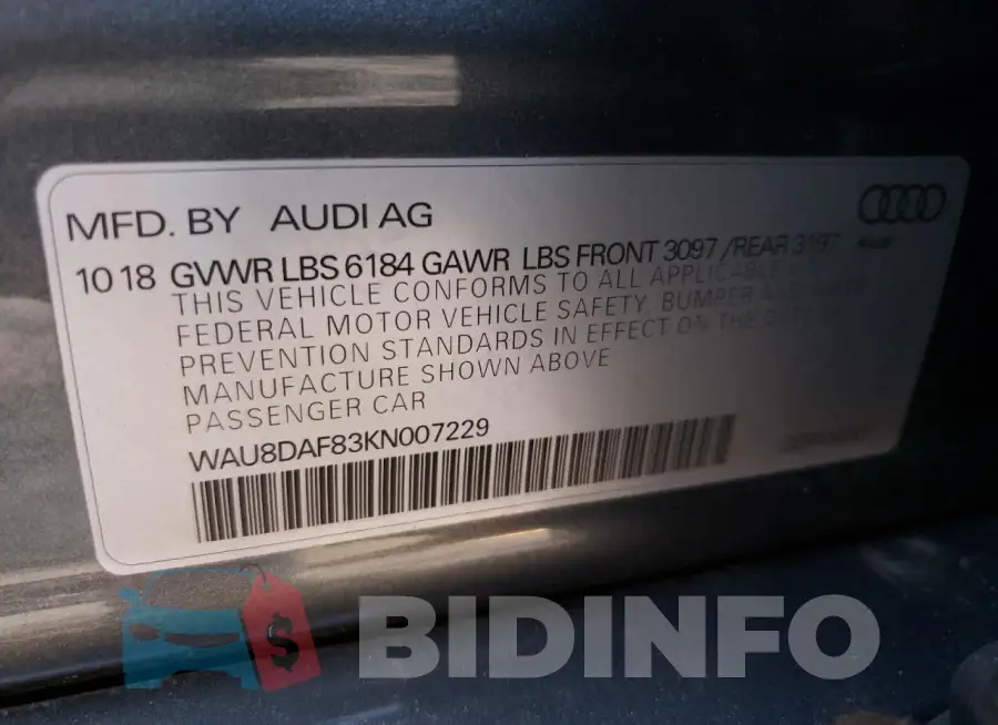 WAU8DAF83KN007229 Photo# 13
