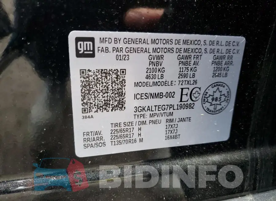 3GKALTEG7PL190982 Photo# 13