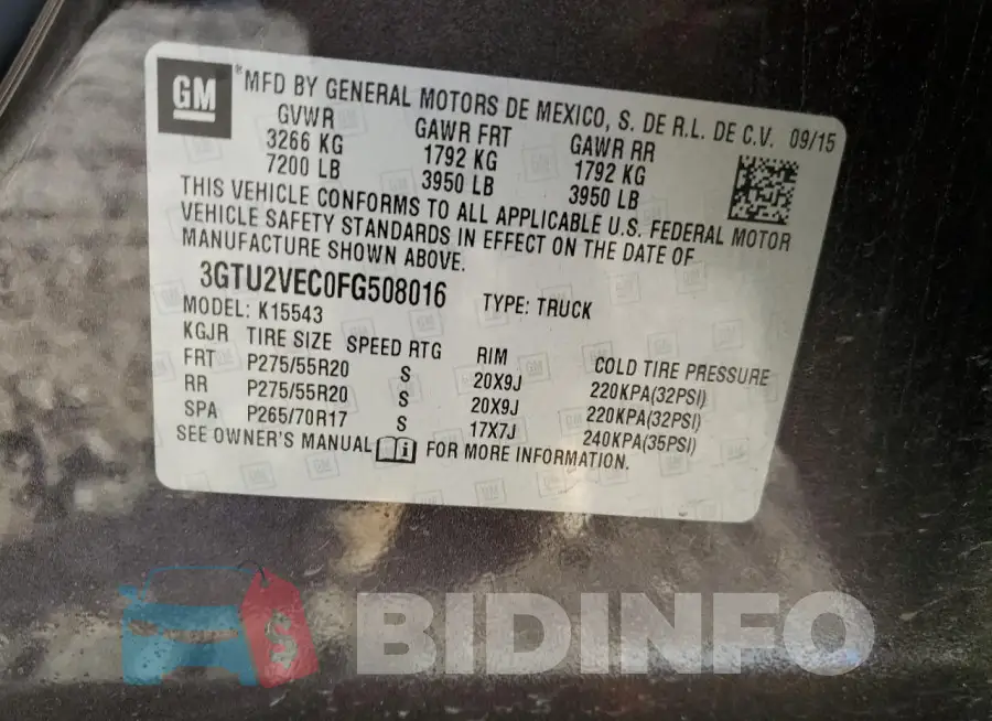 3GTU2VEC0FG508016 Photo# 12