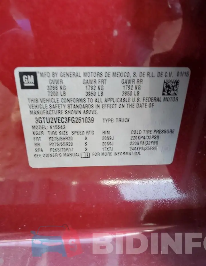 3GTU2VEC3FG261039 Photo# 12