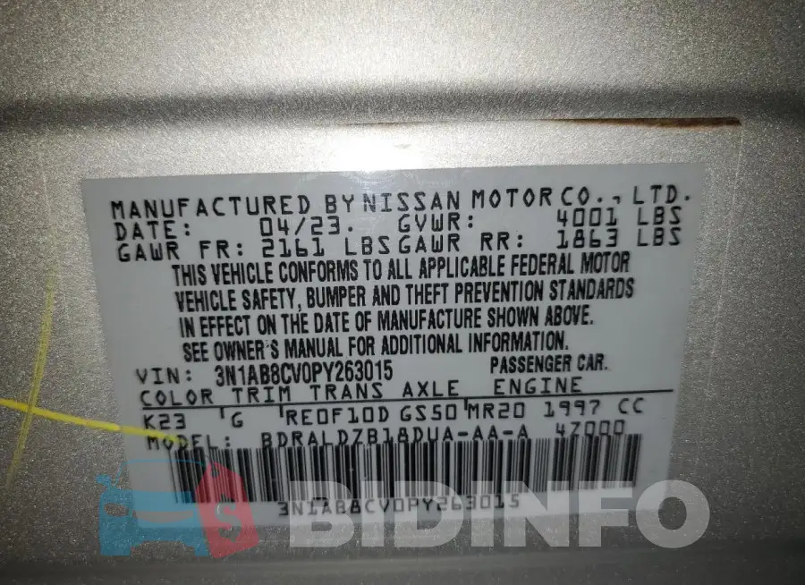 3N1AB8CV0PY263015 Photo# 13