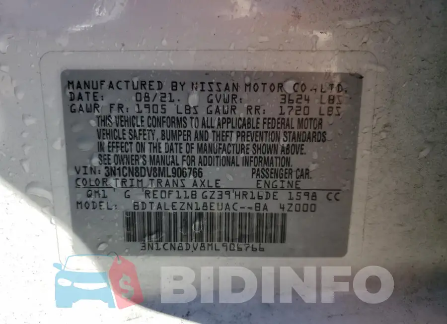 3N1CN8DV8ML906766 Photo# 12