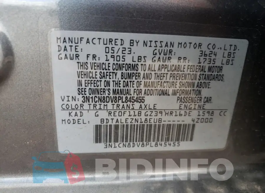 3N1CN8DV8PL845455 Photo# 12